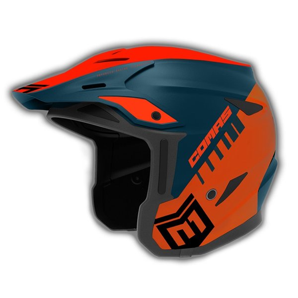 COMAS Trial Helm CT01 Race Trialhelm Fiberglas - Blau / Orange