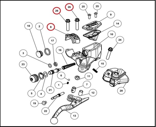 OHVALE GP-0 Bremsarmatur Schelle mit Schrauben / Kit Brake Collar with bolts