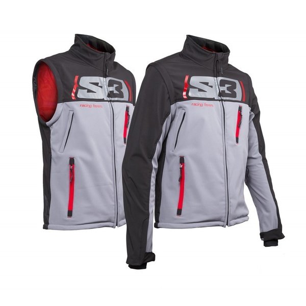 S3 Parts Softshell Jacket - Vest / S3 Jacket Softshell Trial / Enduro Adult - grey / black / red