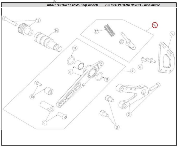 OHVALE GP-0 Betätigungspin für Hauptbremszylinder Hinterradbremse /Kit Rear brake actuator